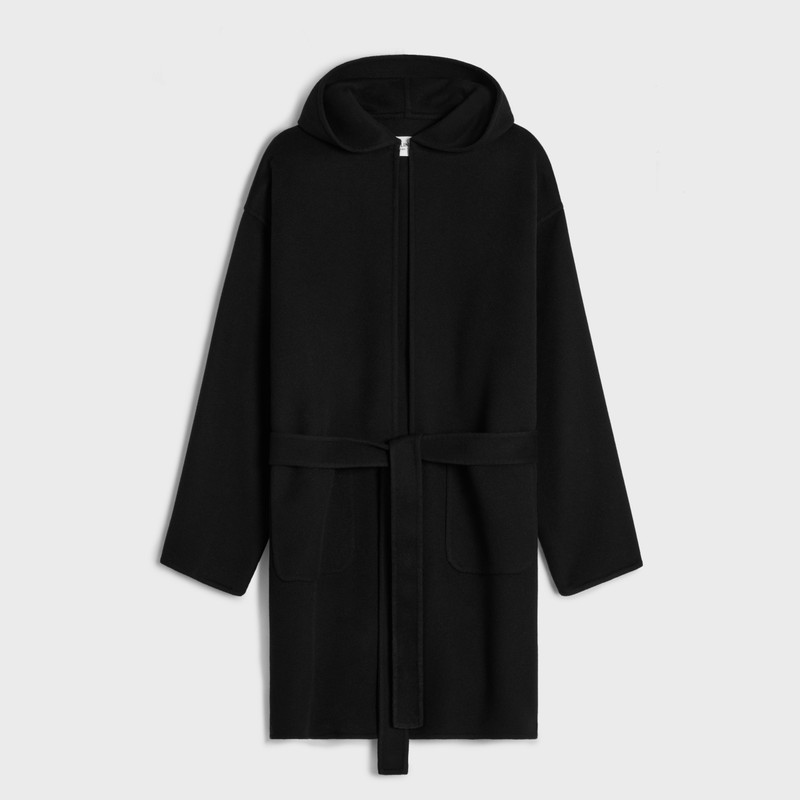 coat with hood in double face cashmere 1
