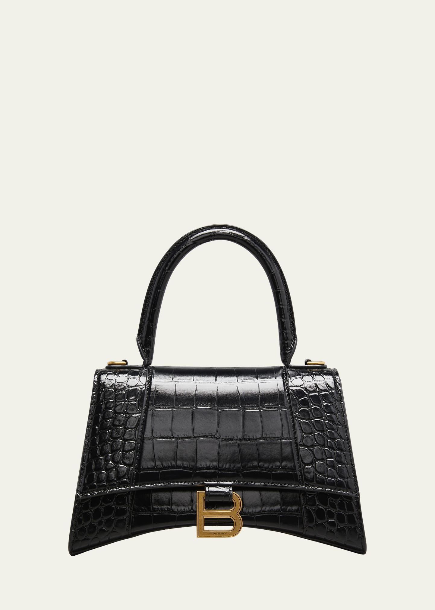 Hourglass Small Croc-Embossed Top-Handle Bag - 1