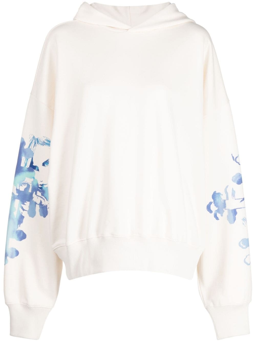 abstract-print cotton hoodie - 1