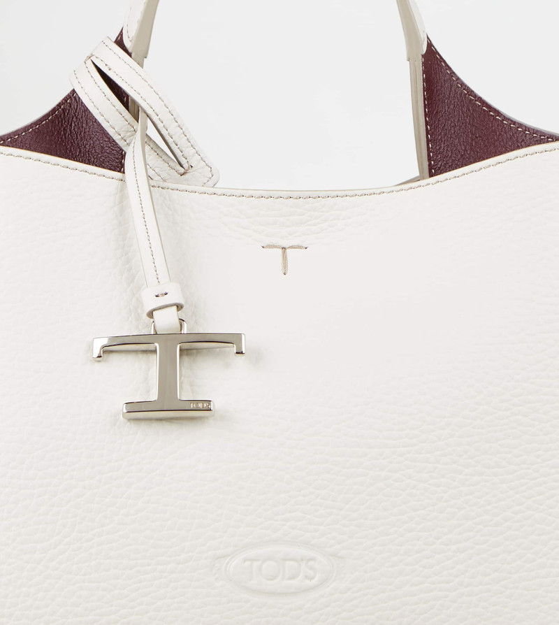 BAG IN LEATHER MICRO - WHITE, BURGUNDY 4