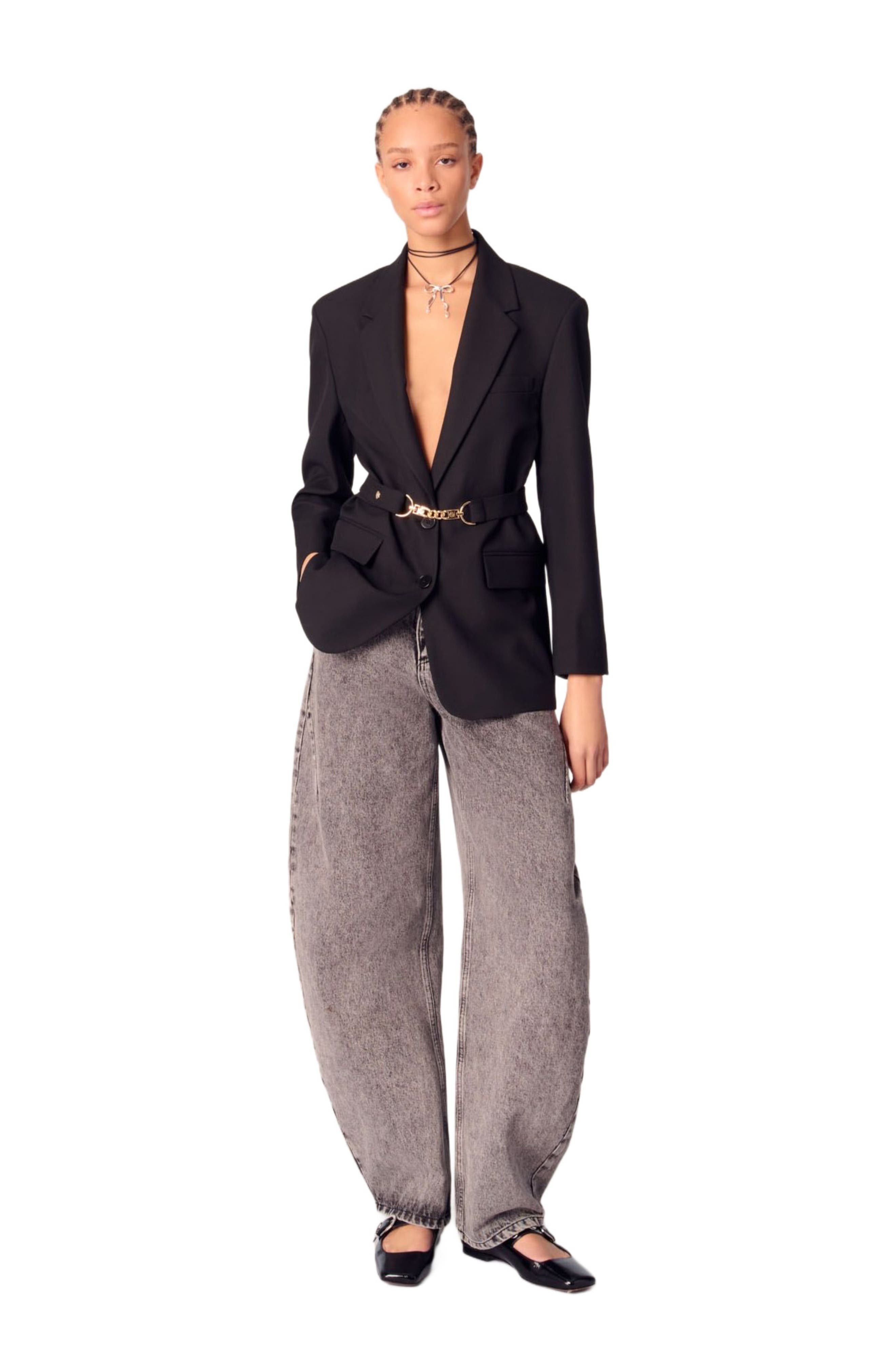 maje Belted suit jacket in Black at Nordstrom - 2