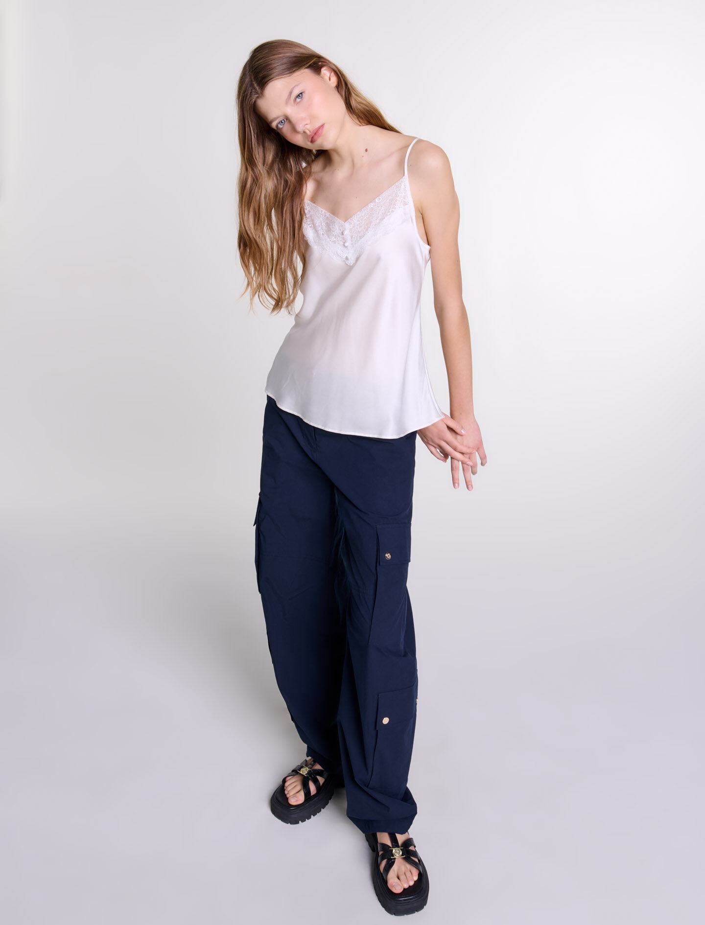 Silk satin and lace top - 5
