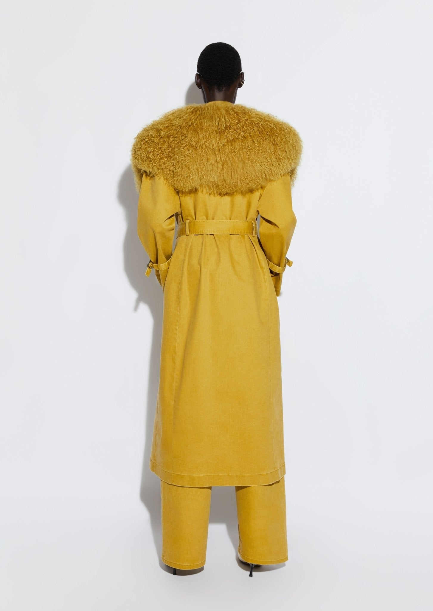Denim Trench With Shearling - 3