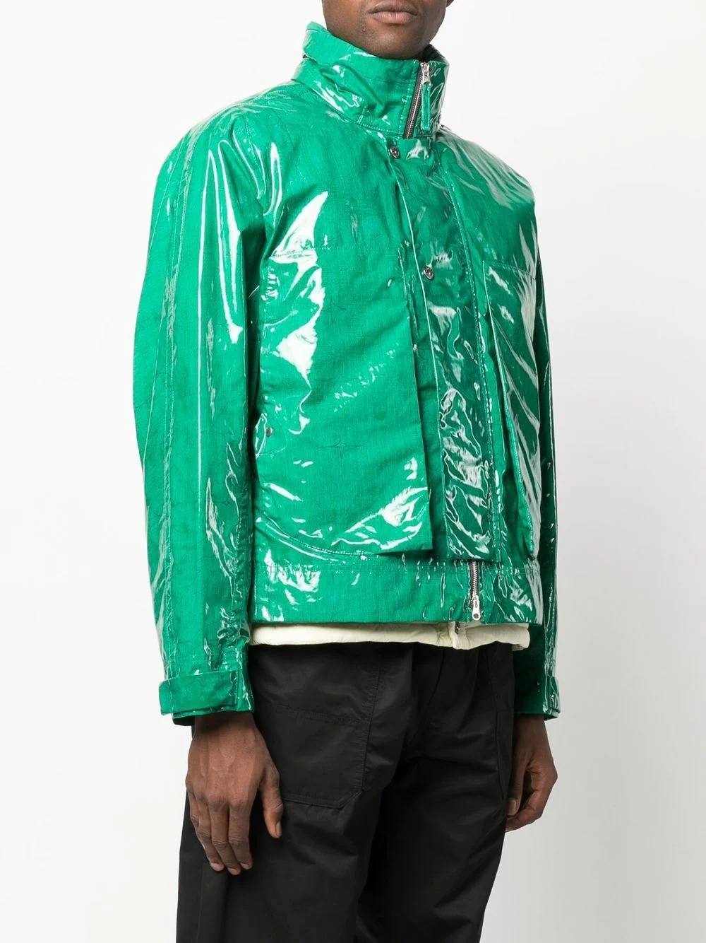 laminated feather-down biker jacket - 3