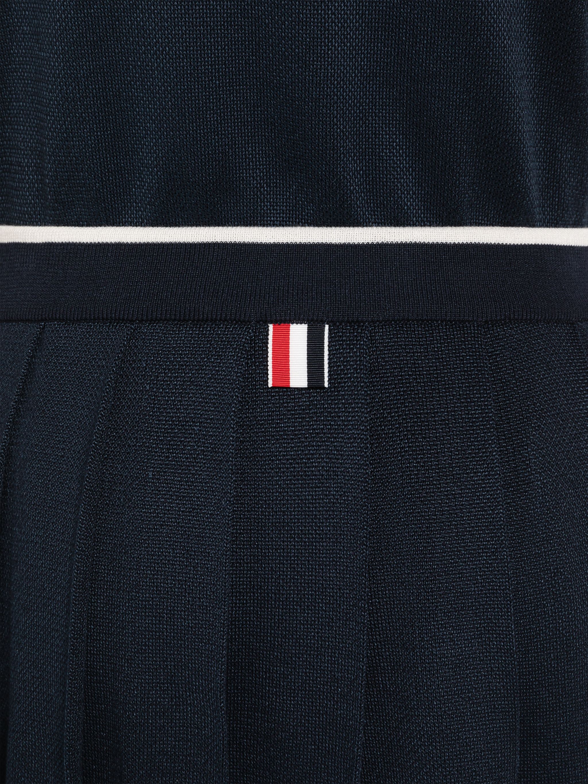 Birdseye Jacquard Stripe Below The Knee Pleated Skirt - 6
