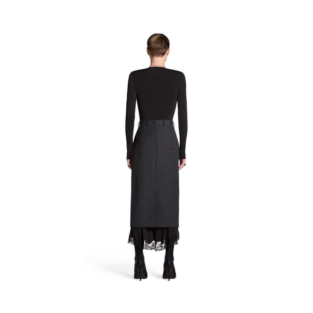 Women's Lingerie Tailored Skirt in Dark Grey - 4