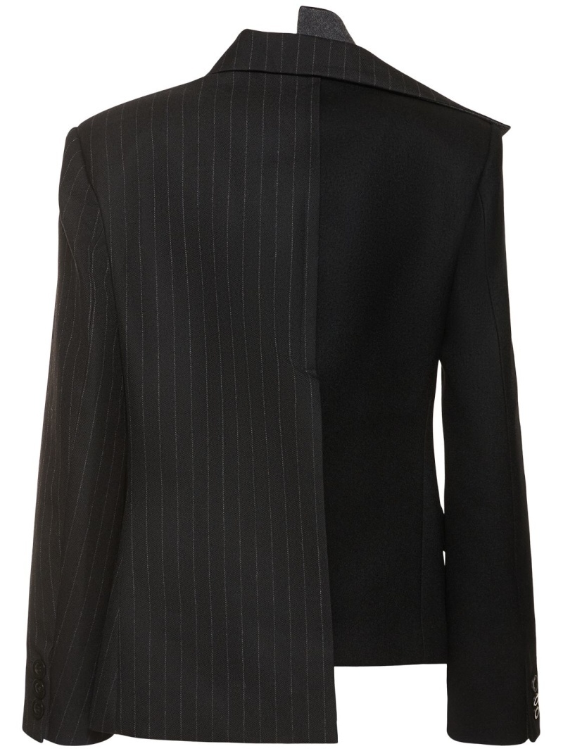 Chalk stripe & wool melton blazer - 5