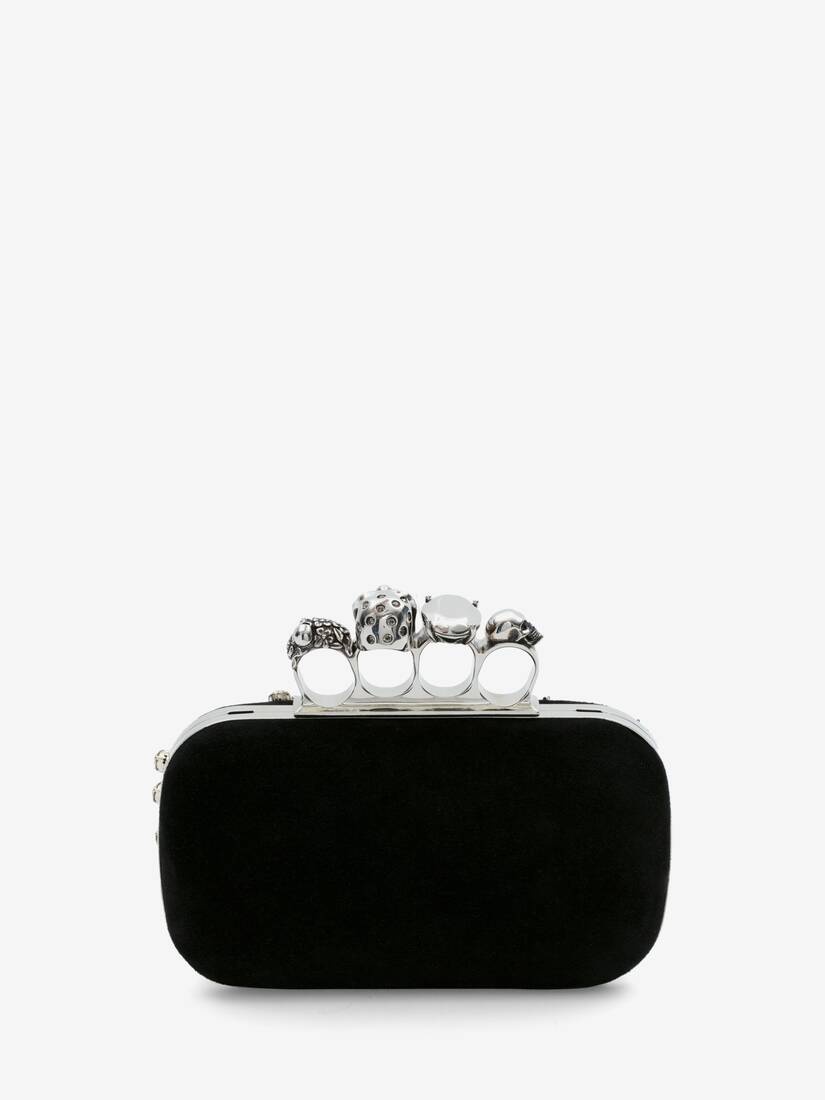 Women's Skull Four Ring Clutch in Black - 3
