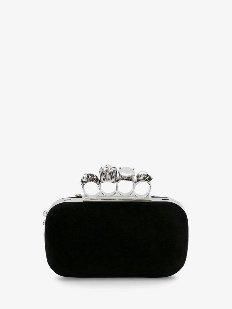 Women's Skull Four Ring Clutch in Black 3