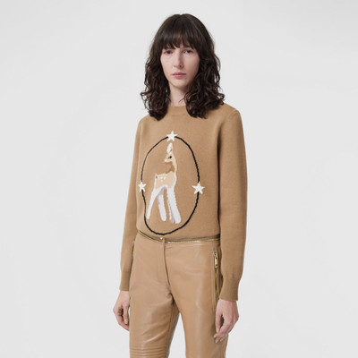 Burberry Deer Intarsia Wool Cashmere Blend Sweater outlook