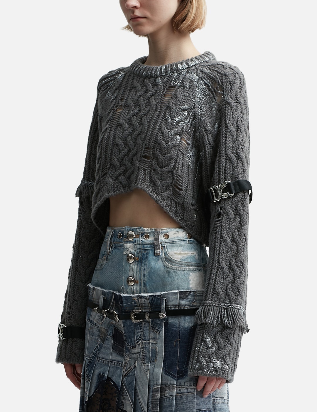 SARA SILVER CROP KNIT PULL-OVER - 2
