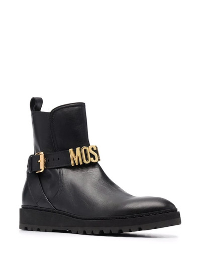 Moschino logo-lettering ankle boots outlook