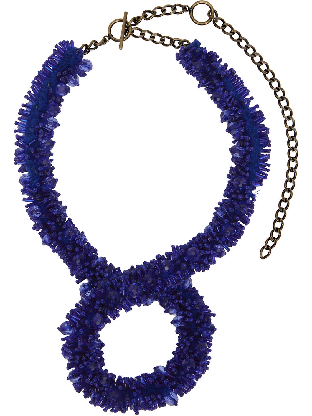 Dries Van Noten Blue Embroidered Necklace | ssense | REVERSIBLE
