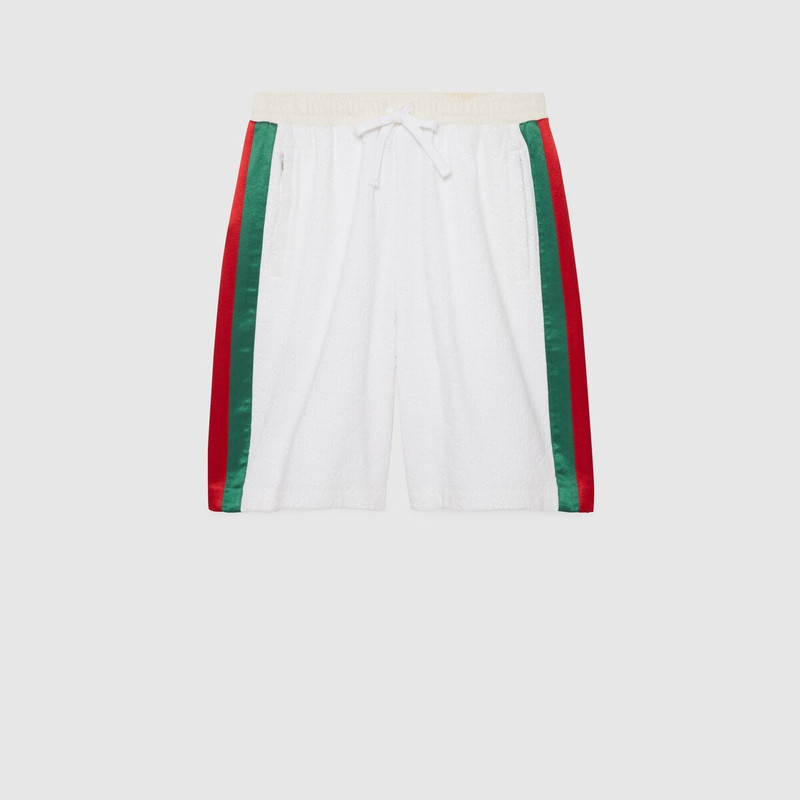 GG cotton terry cloth shorts with Web detail 1