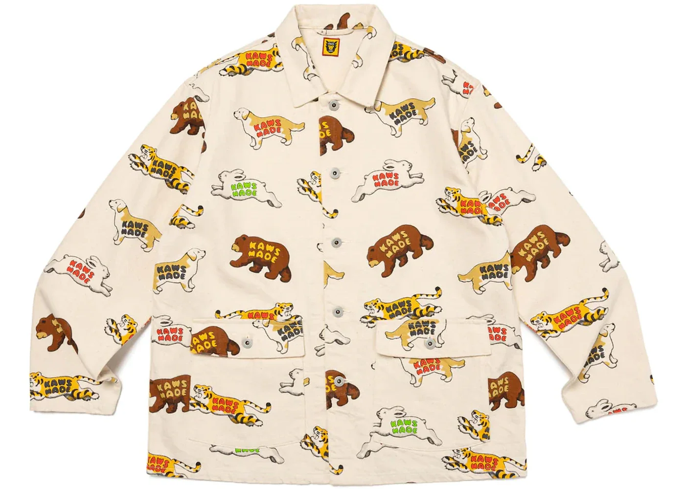 Human Made x KAWS Animal Patterned Coverall Jacket White - 1