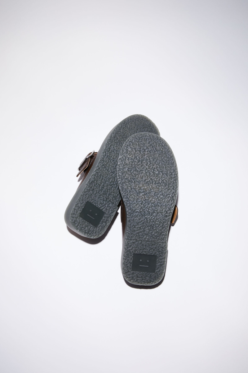 Leather mary jane mules - Brown/black 4