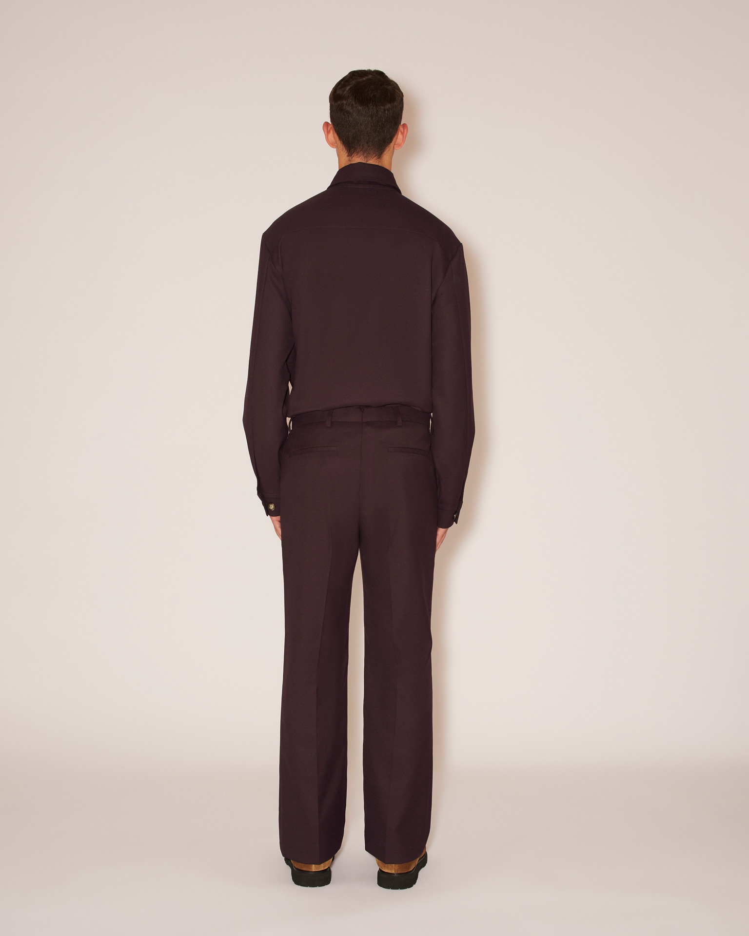 ADDEN - Twill cropped flared pants - Aubergine - 3