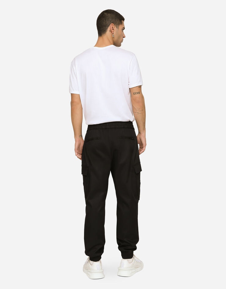 Cotton cargo pants with branded tag - 3
