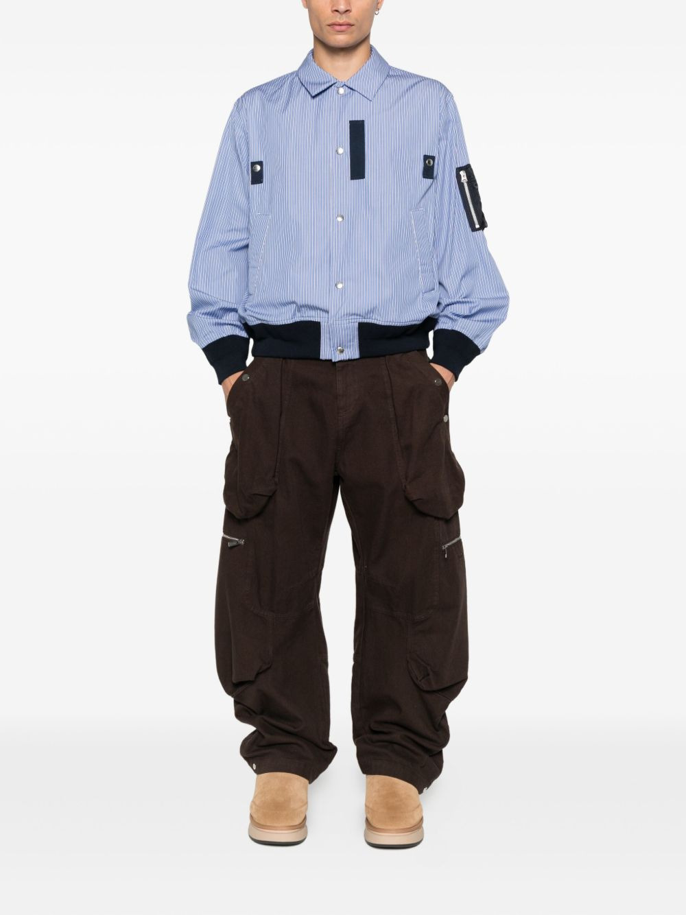 striped panelled bomber jacket - 2