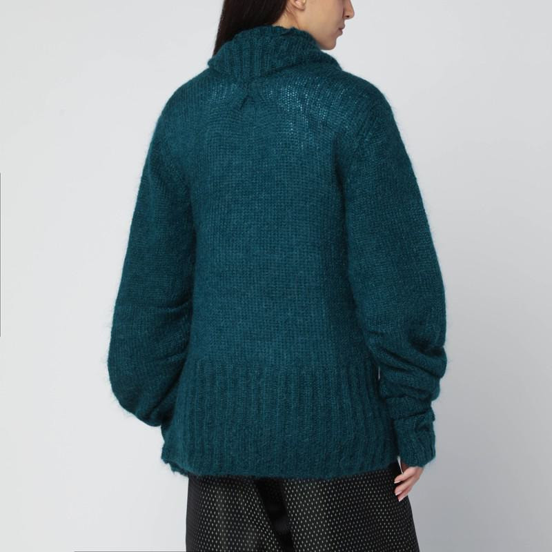 Dries Van Noten Dries Van Noten Oversized Petroleum Green Mohair-Blend Sweater outlook