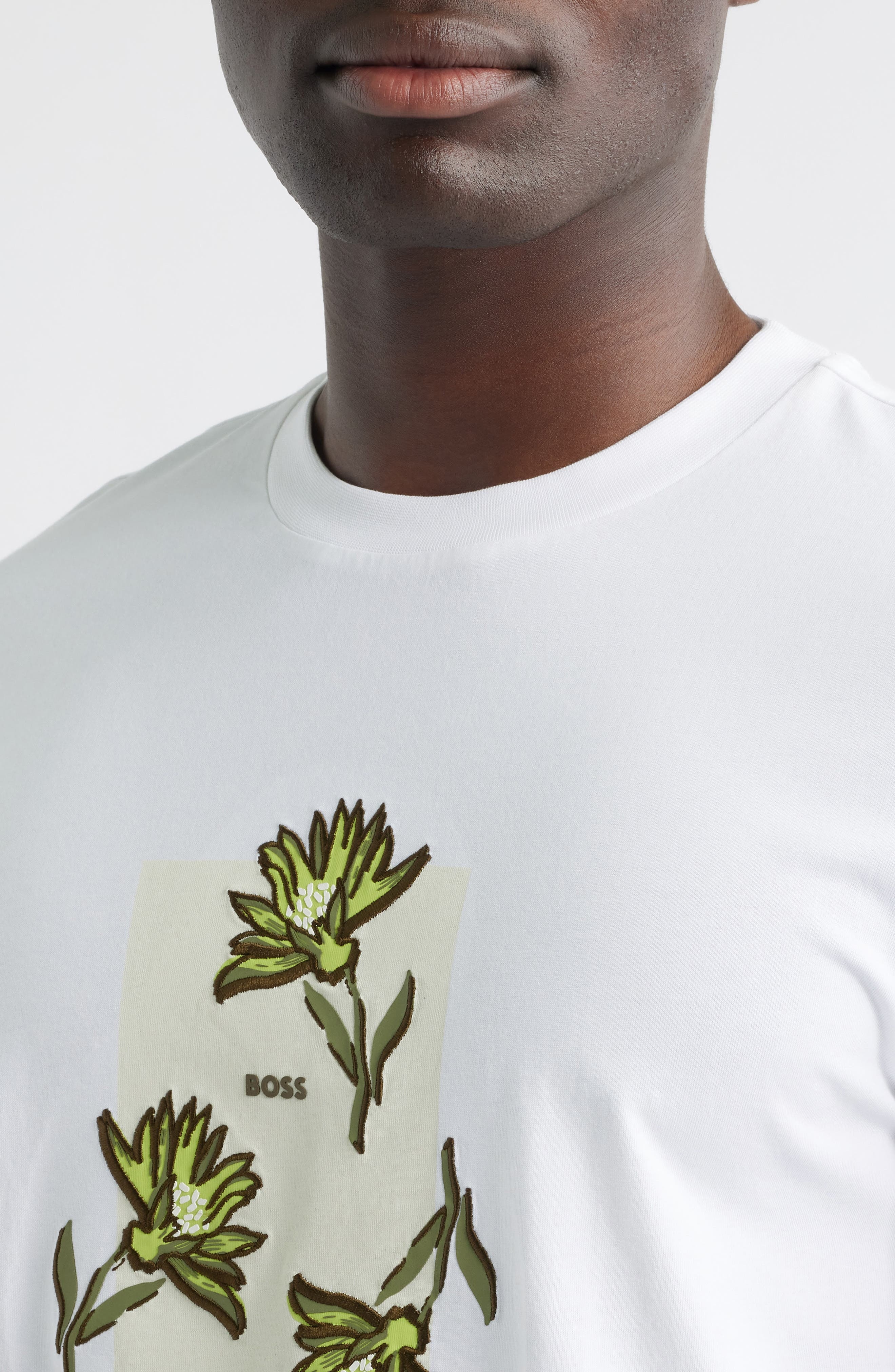 BOSS Thompson Floral Logo Cotton Graphic T-Shirt in White at Nordstrom - 4