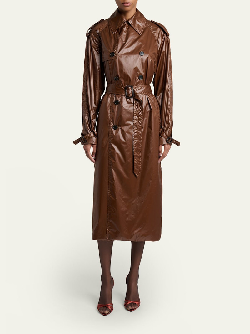SAINT LAURENT Weather-Repellant Double-Breasted Trench Coat outlook