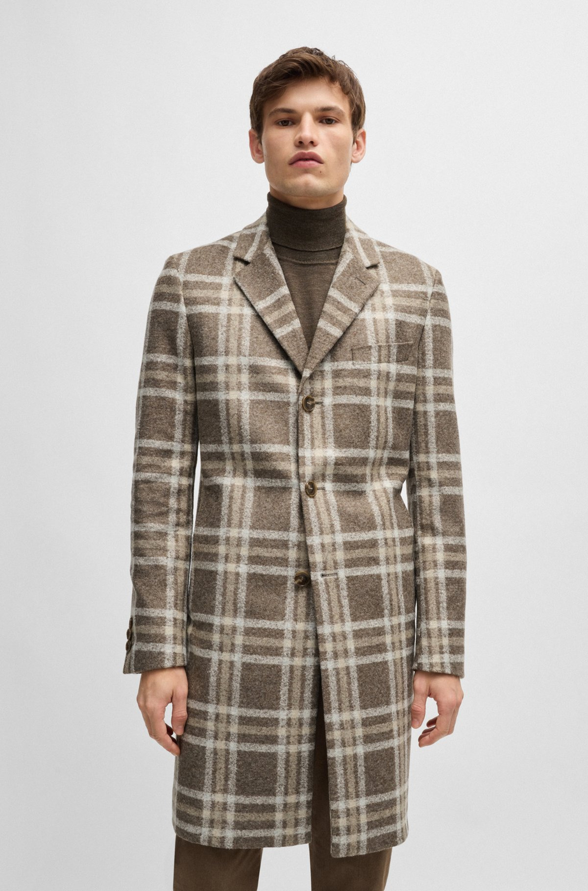 SLIM-FIT COAT WITH ALL-OVER CHECK - 2