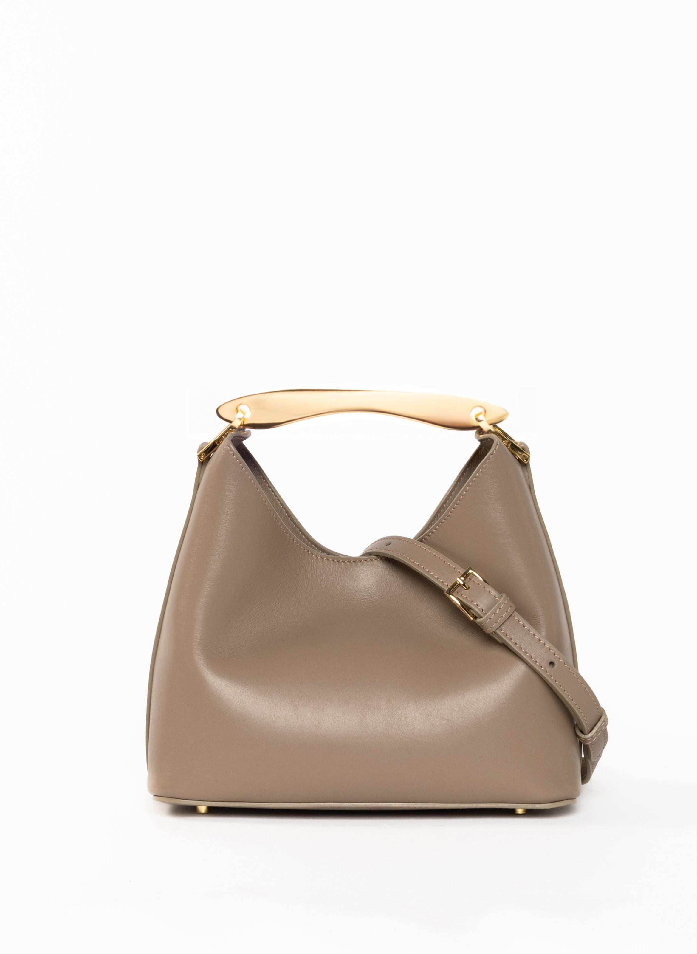 Small Boomerang Leather Taupe - 4