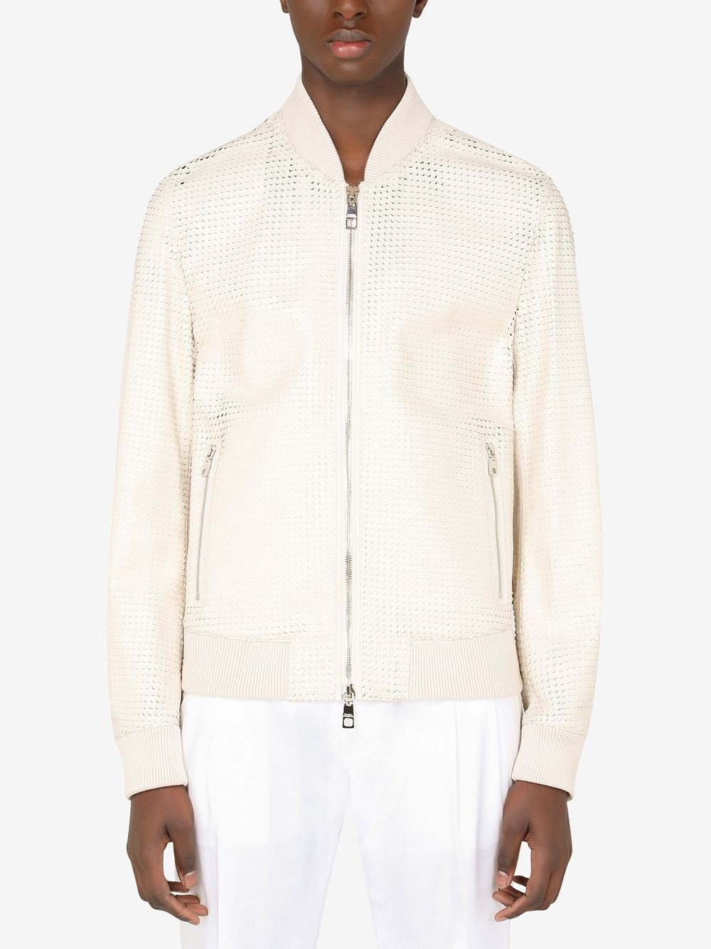 perforated effect zipped jacket - 3