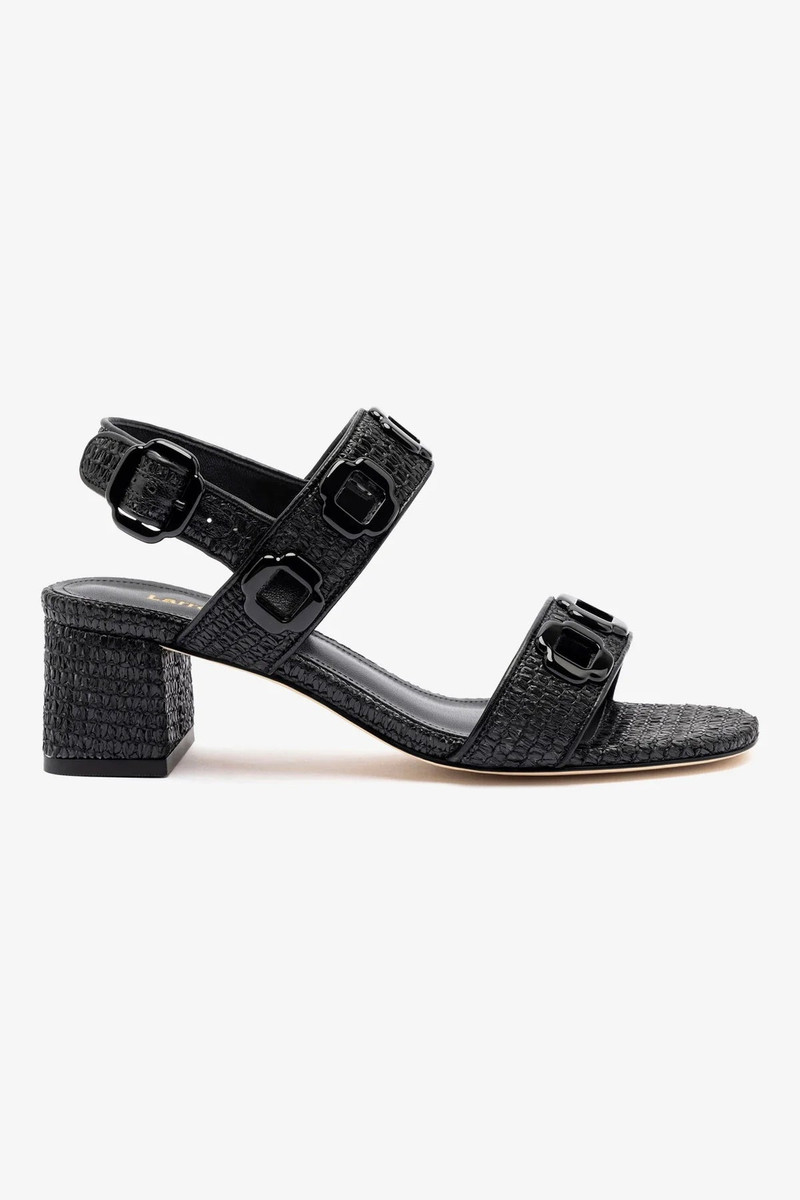 Milan Sandal In Black Wave Raffia 1