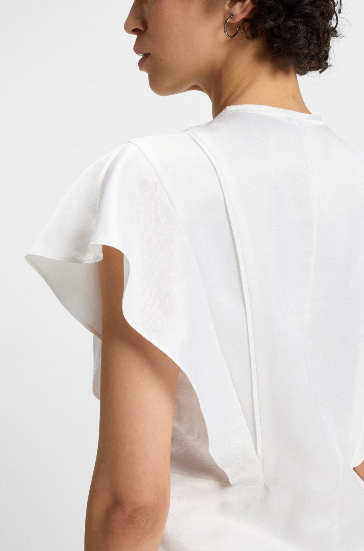 FRILL-SLEEVE BLOUSE WITH CROCHET-STYLE TRIMS - 6