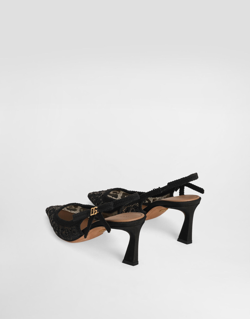 Dolce & Gabbana Leopard-design lace slingbacks with fusible rhinestones outlook