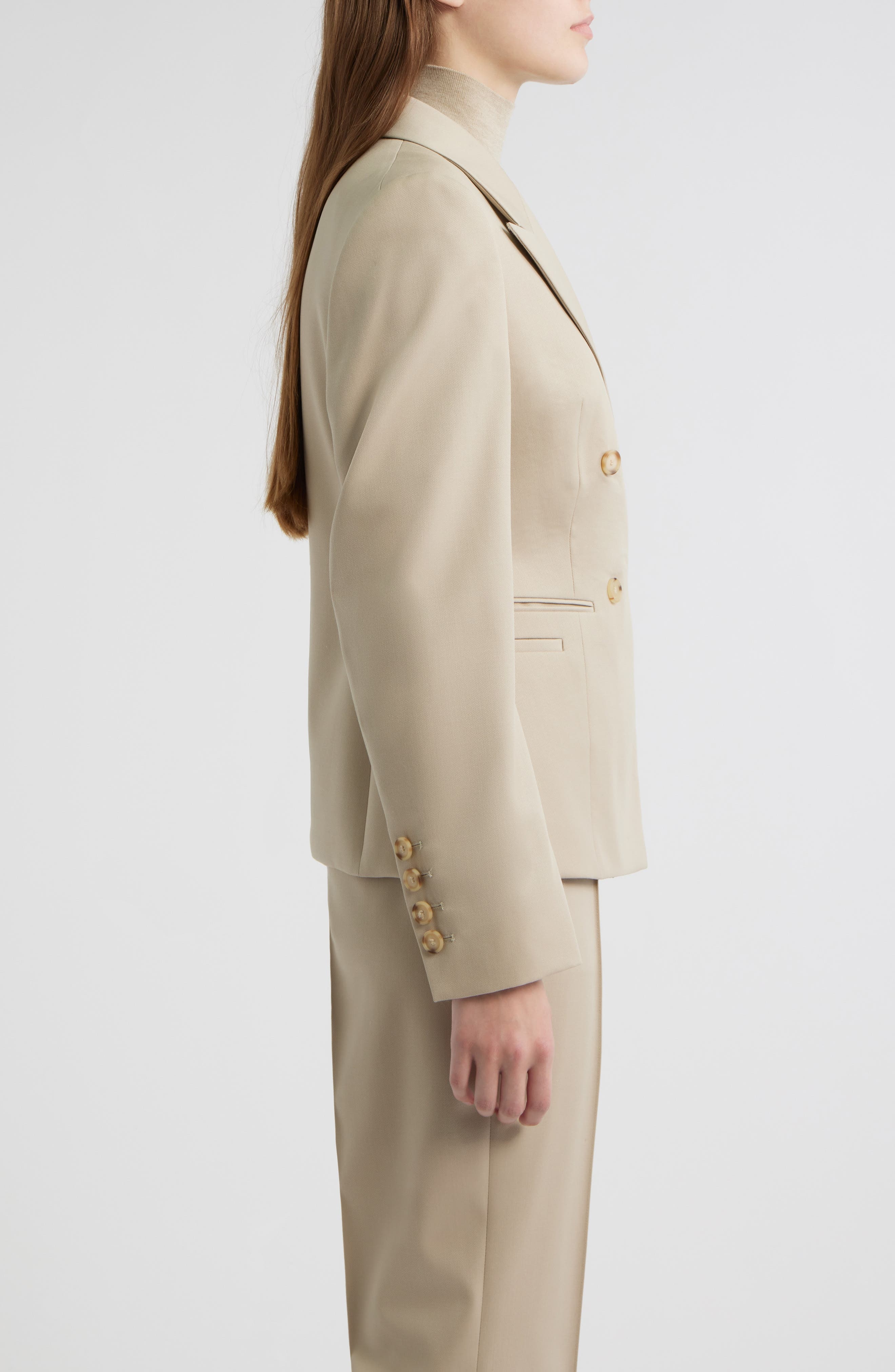 BOSS Jiamia Double Breasted Virgin Wool Blazer in Pumice at Nordstrom - 3