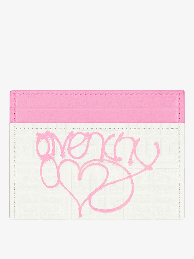 GIV CUT CARD HOLDER IN 4G LEATHER WITH GIVENCHY LOVE PRINT 3