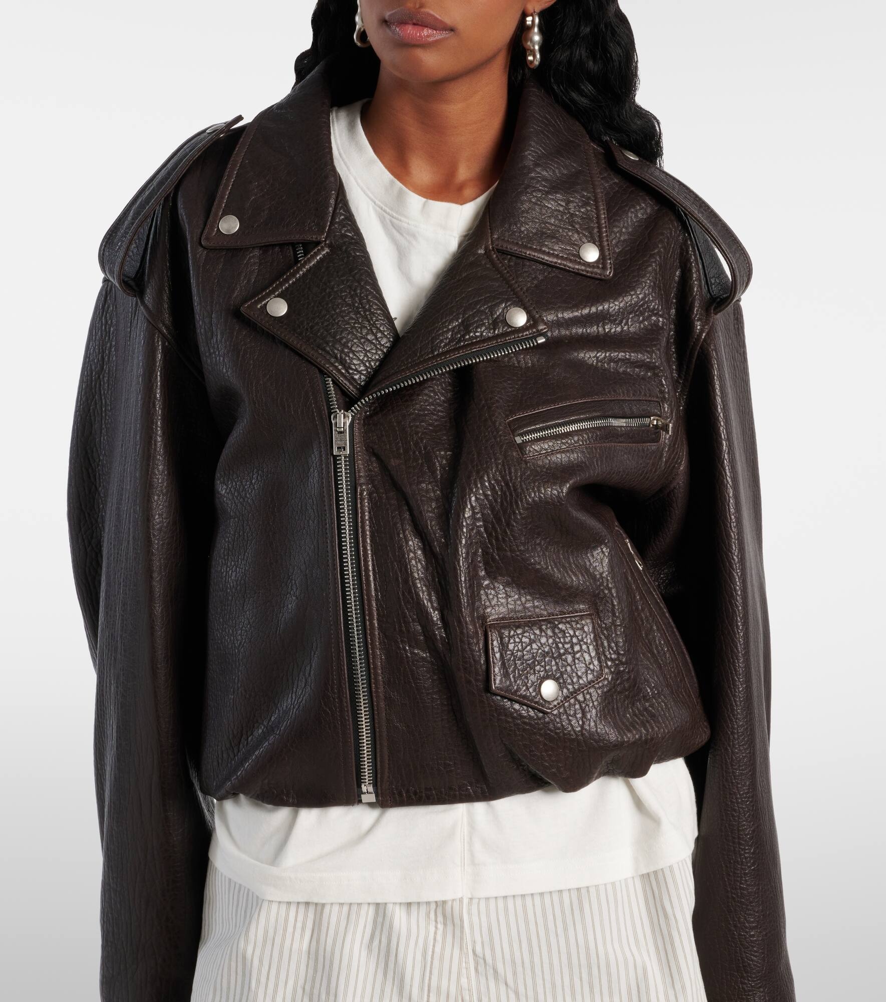 Leather biker jacket - 7
