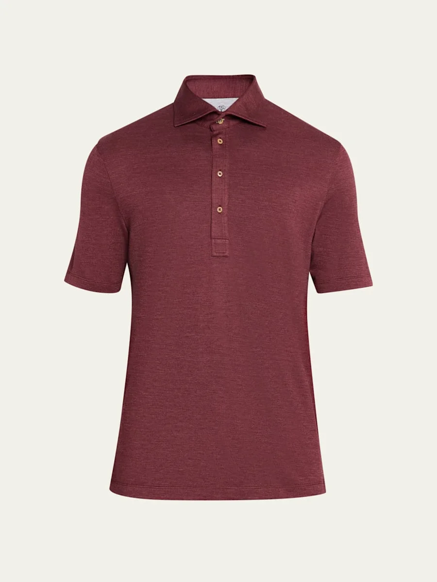 Men's Wool Blend Polo Shirt - 1