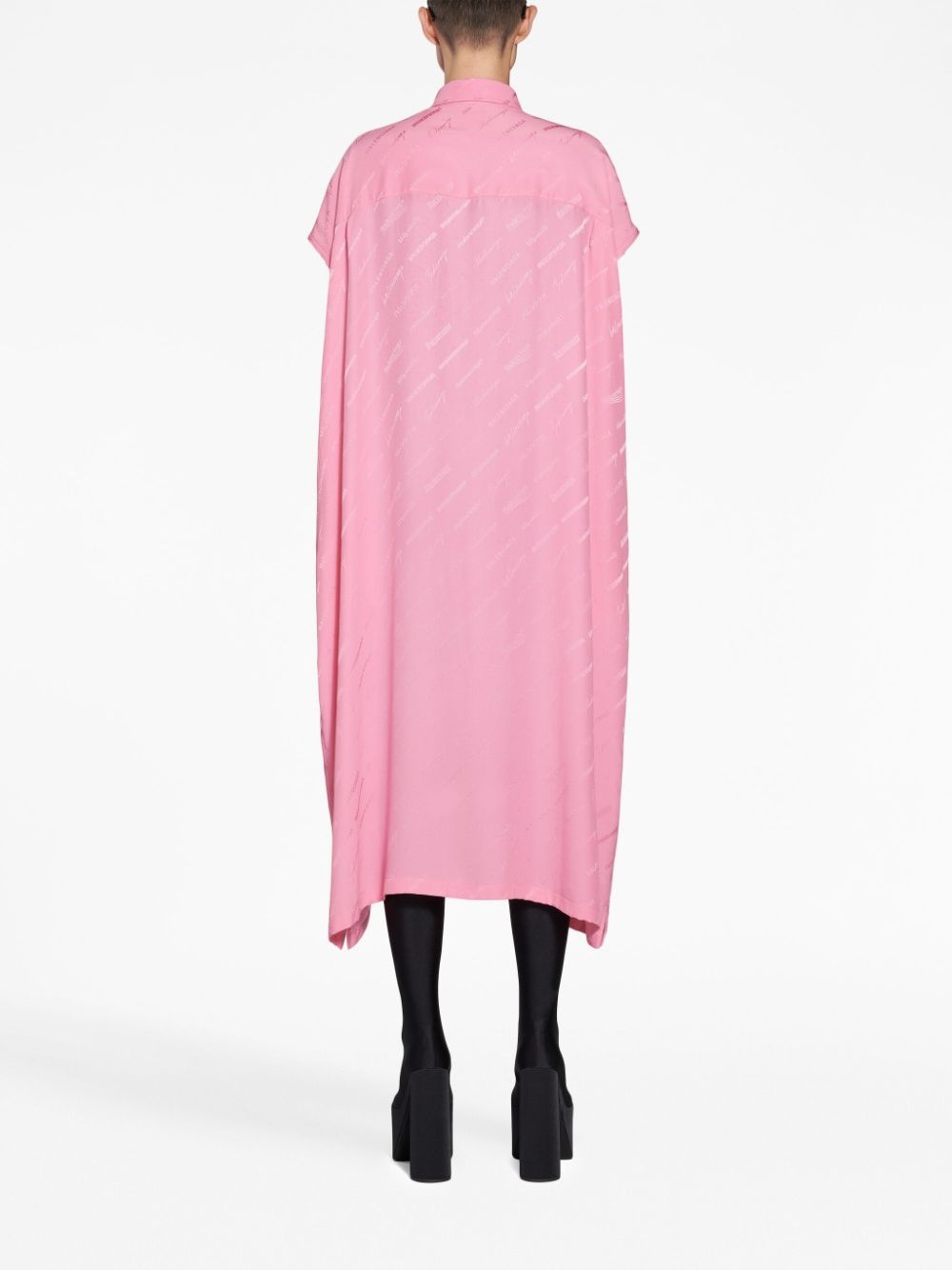 logo-print silk shirt dress - 4