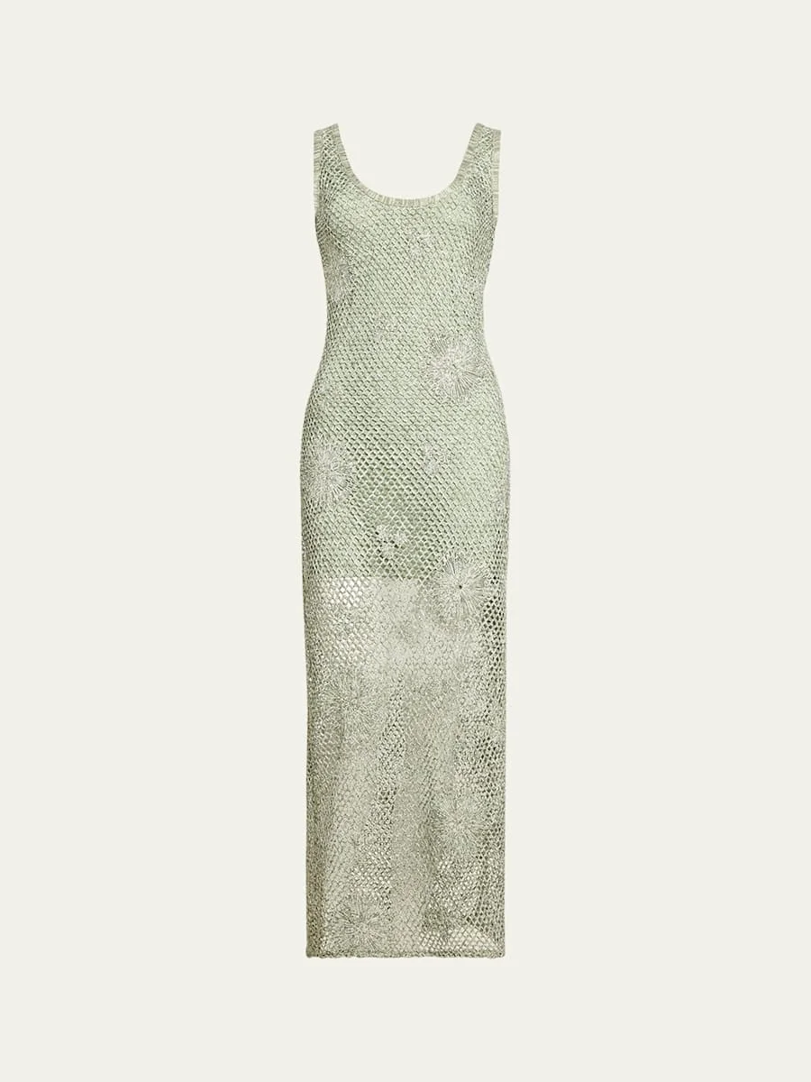 Liliana Embroidered Crochet Midi Dress - 1