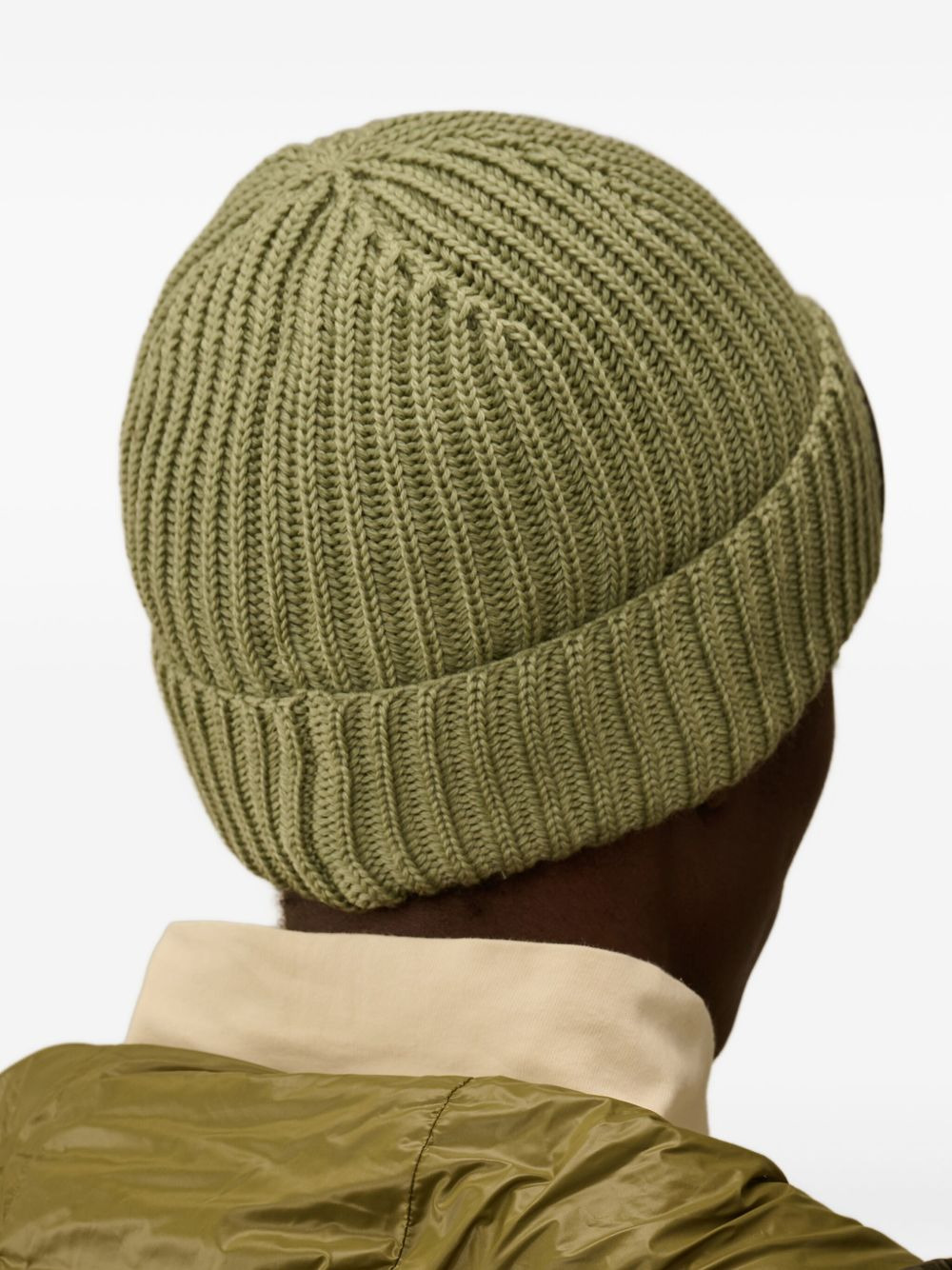 goggle-detail ribbed-wool beanie hat - 2