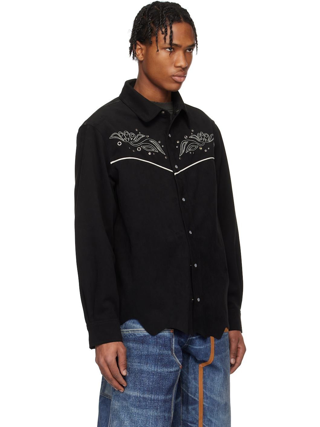Black Lemmans Faux-Suede Shirt - 2