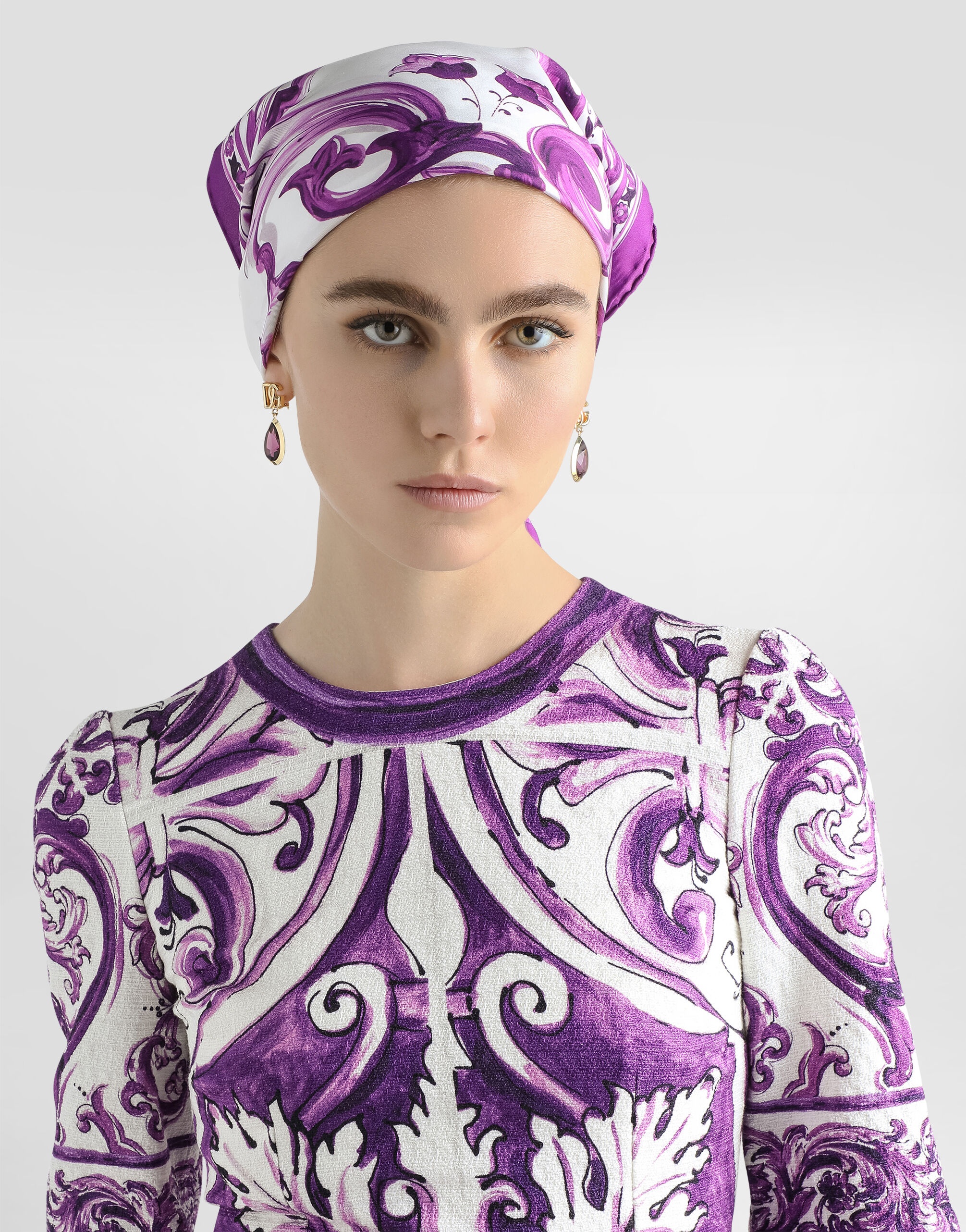 Majolica-print short dress - 4
