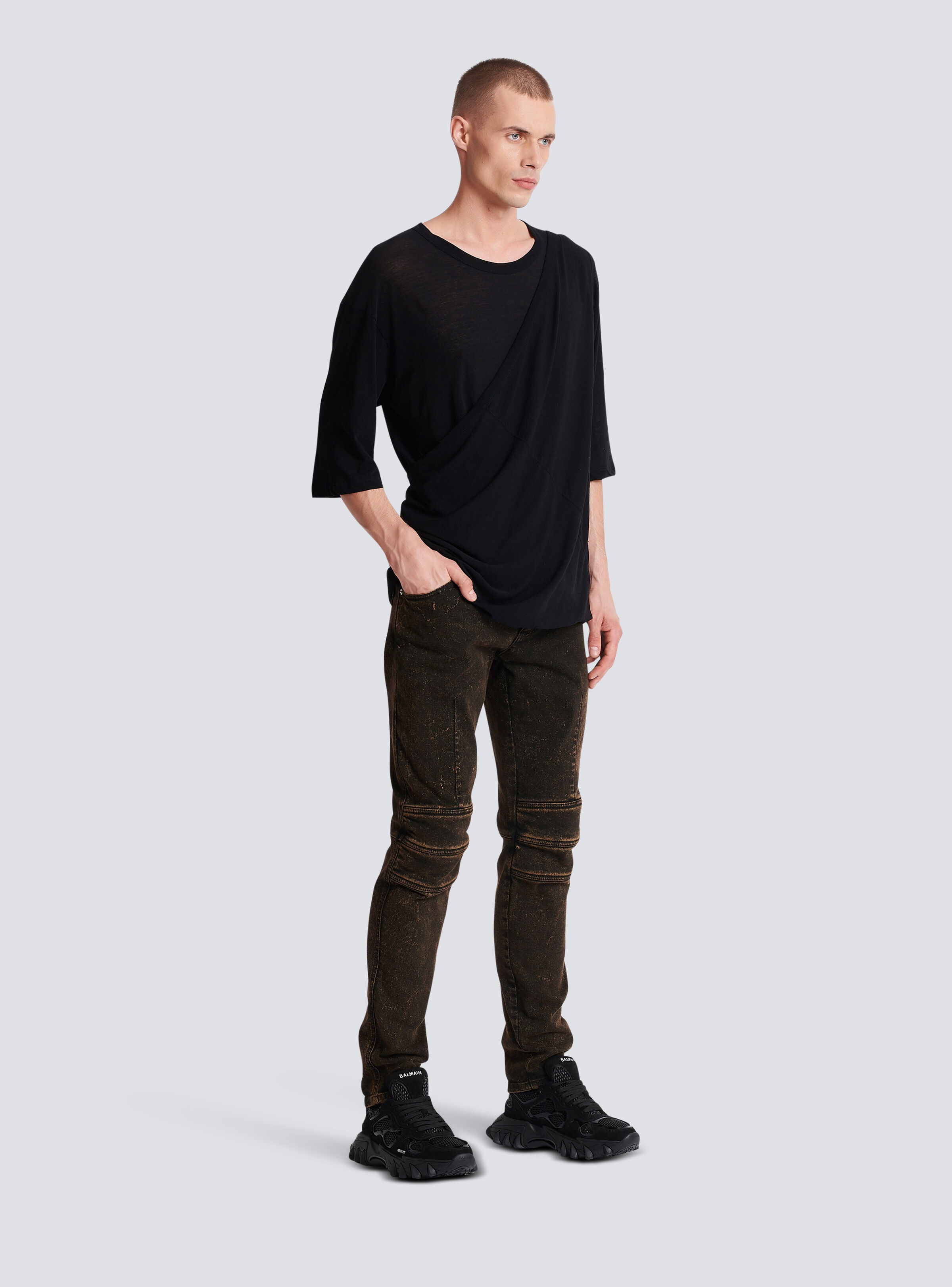 Draped jersey T-shirt - 3