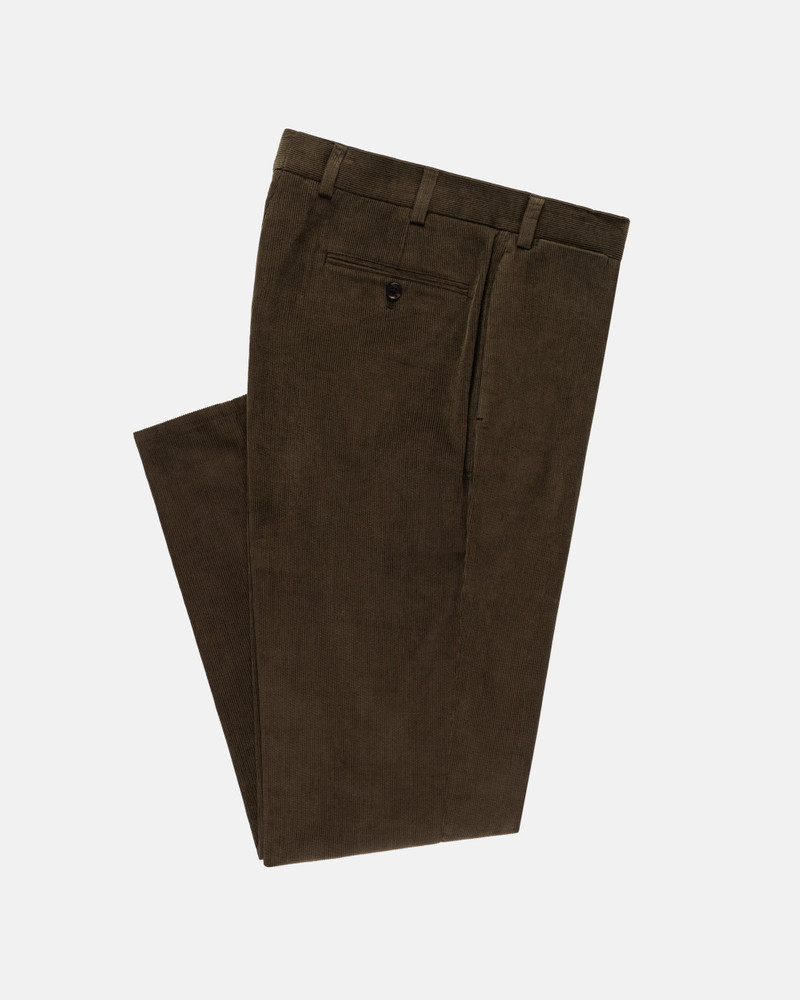 OLIVE NARROW WALE CORDUROY TROUSER - TRIM FIT 1