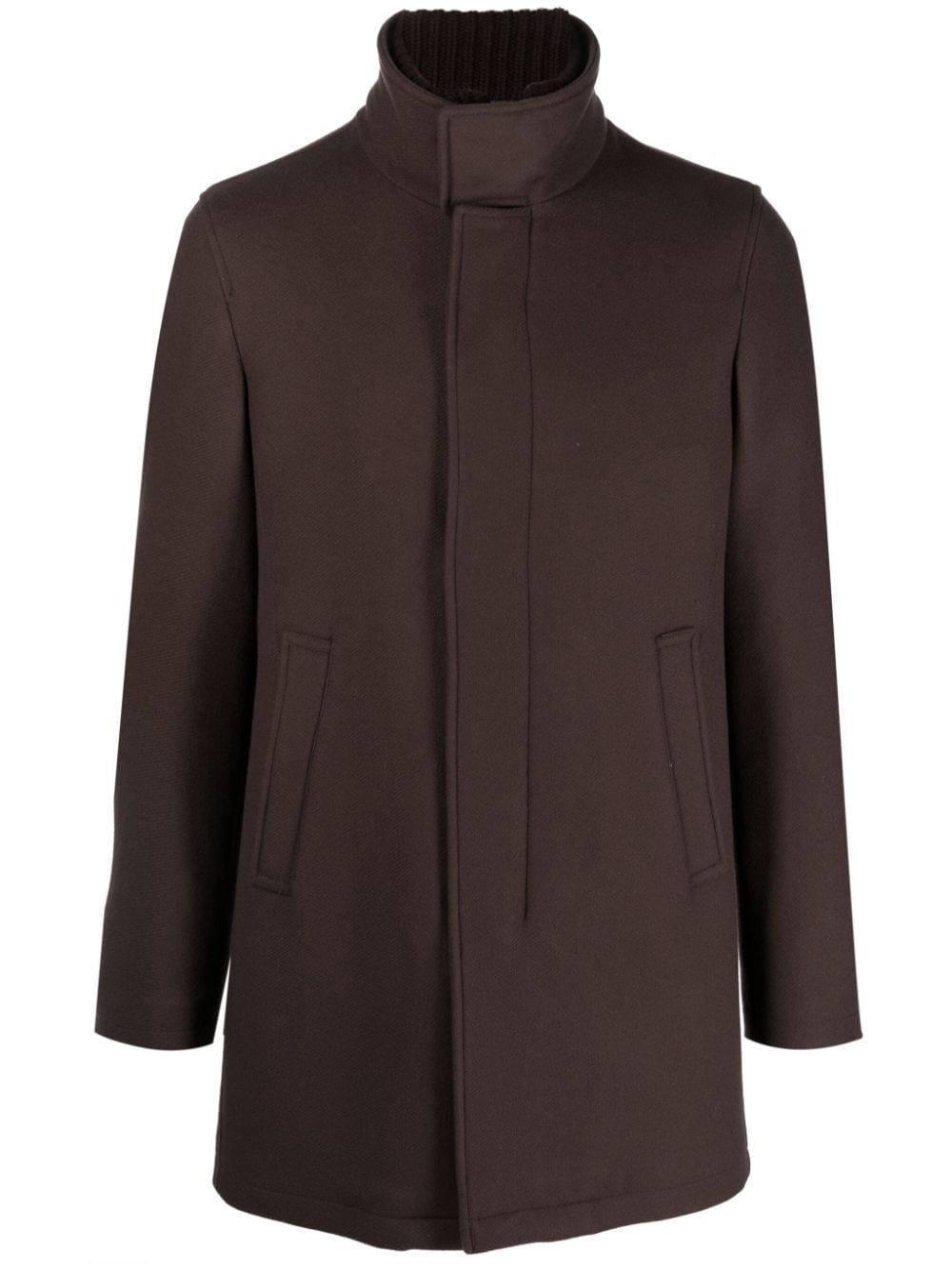 high-neck brushed peacoat - 1