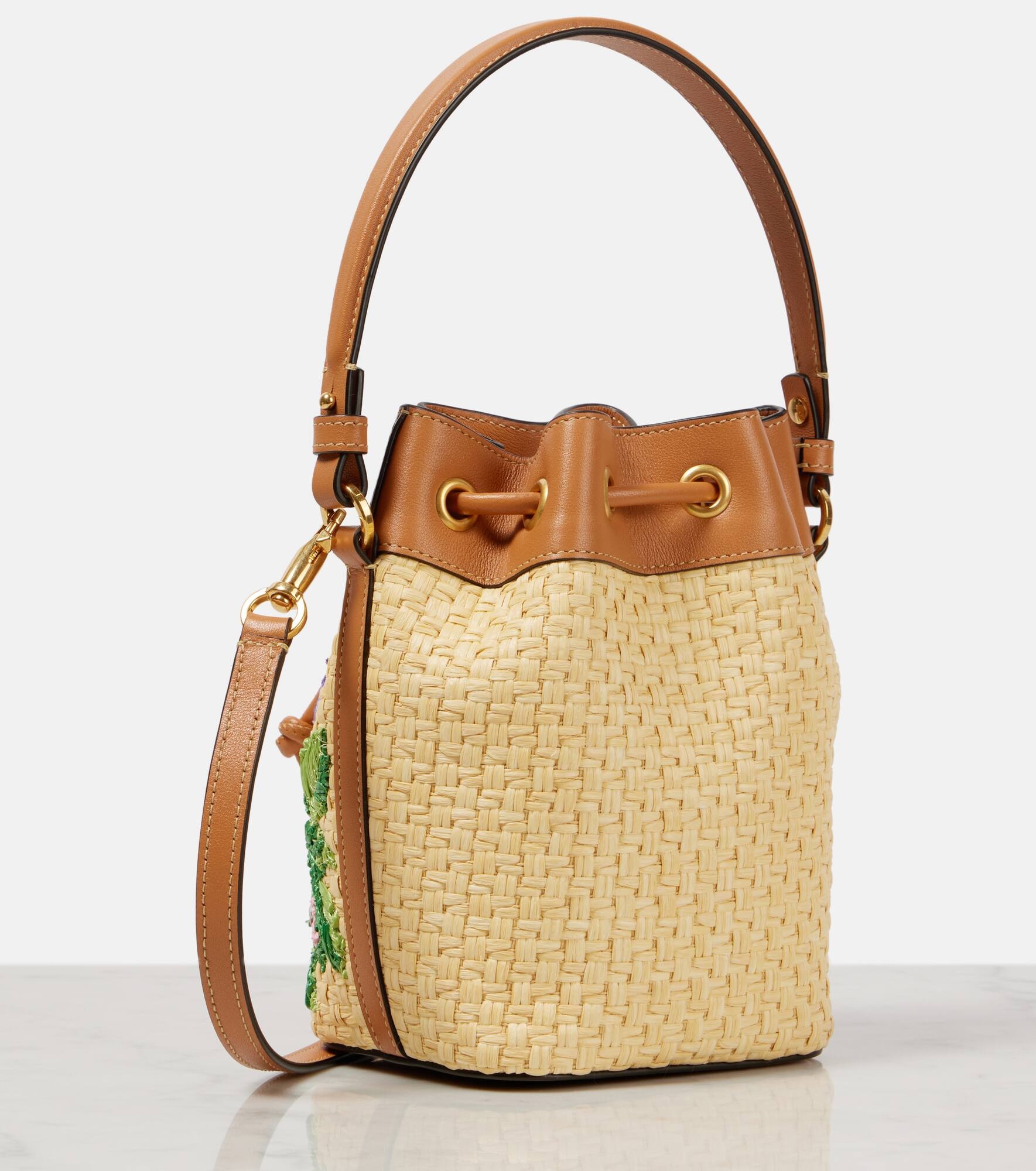 VLogo floral embroidered bucket bag - 4