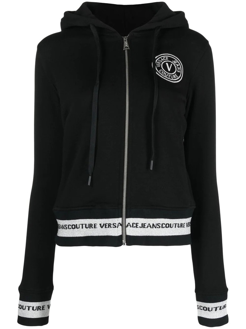 logo-embroidered zip-up hoodie 1