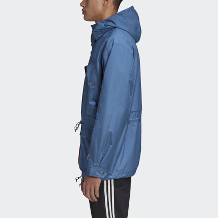 adidas originals Solid Color Athleisure Casual Sports Hooded Jacket Blue FR9280 - 6