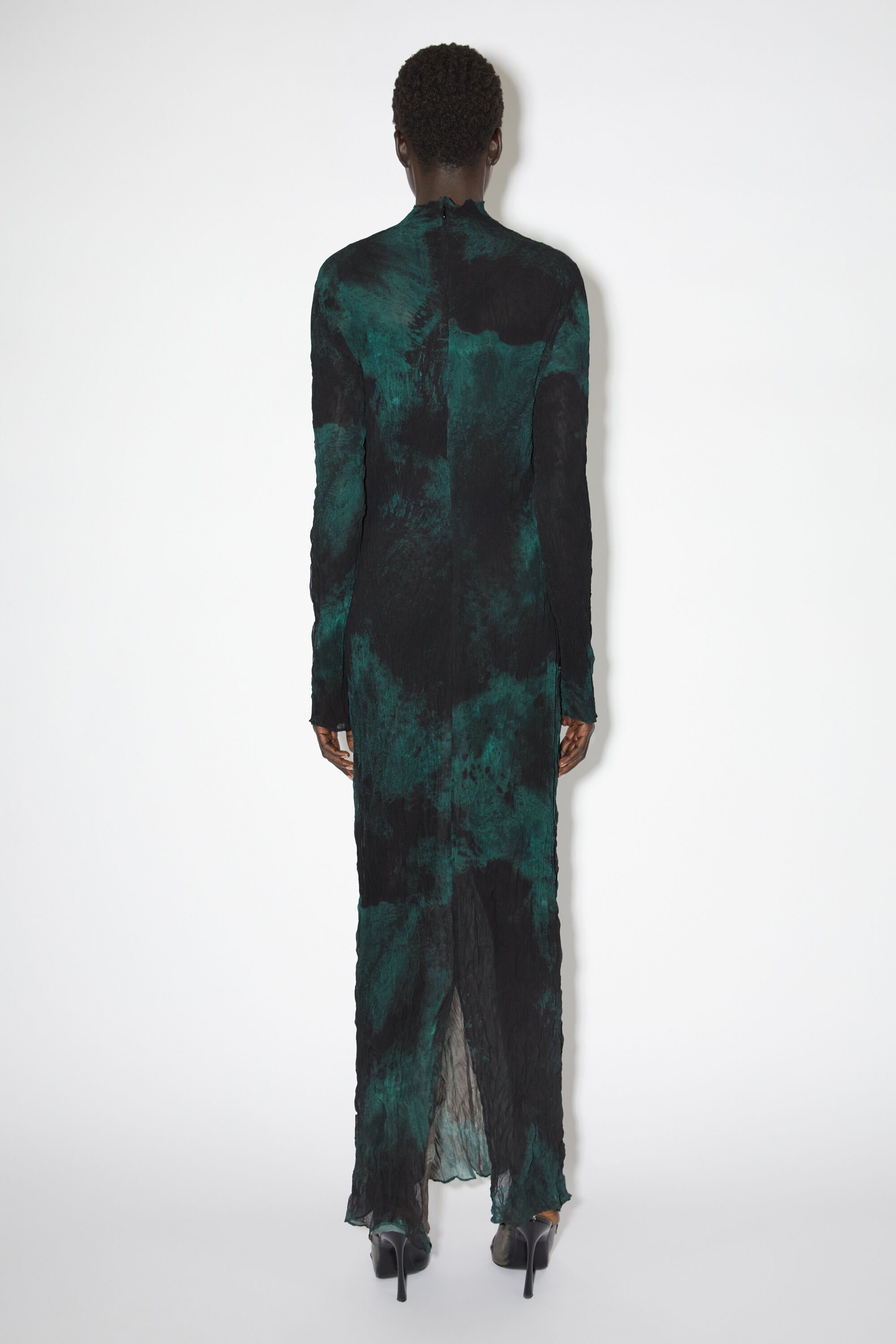 Pleated long dress - Green - 3