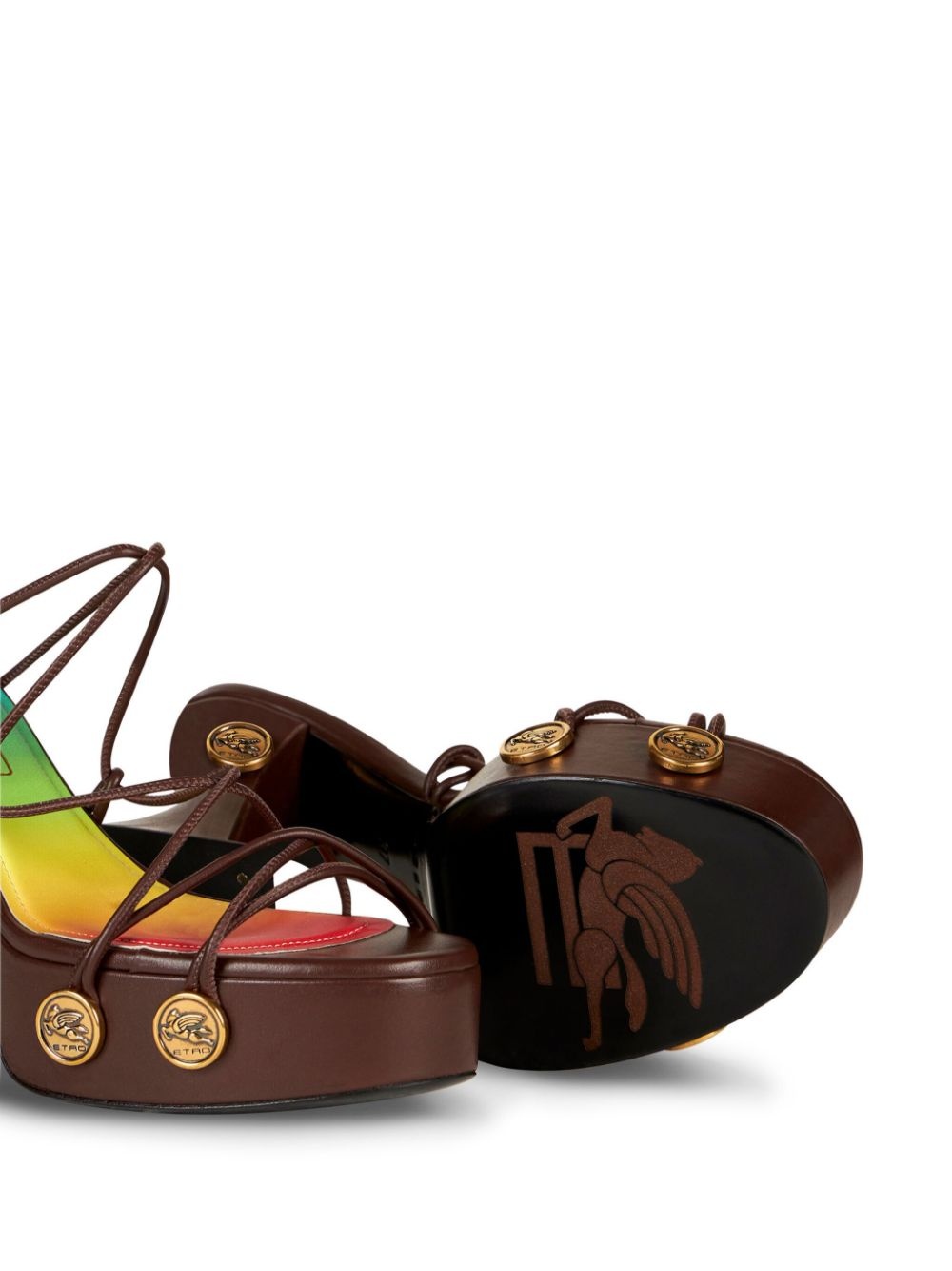 tie-fastening platform sandals - 4