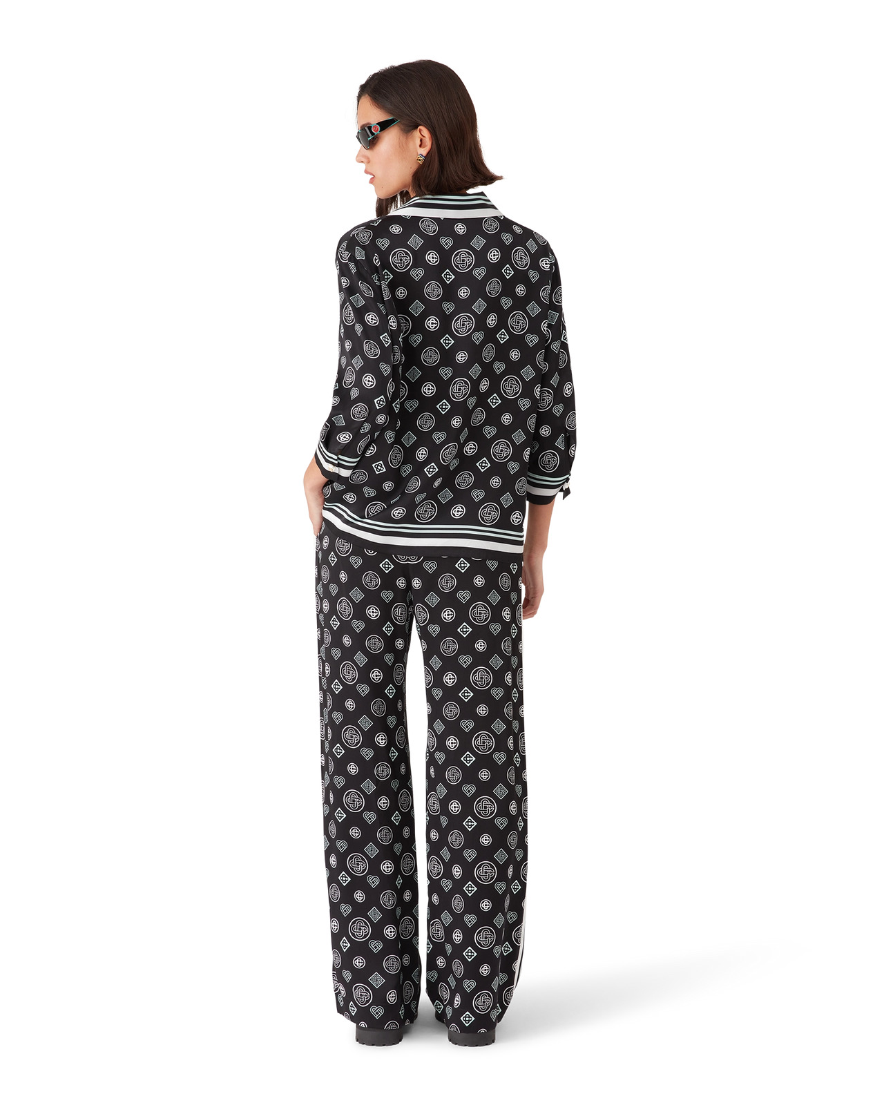 Monogram Pyjama Silk Satin Shirt | Casablanca Paris - 3